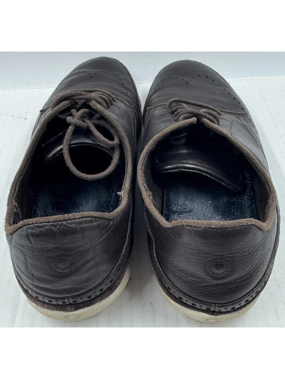 UGG Energ Cali Men's Dress Shoes 12 Brown Leather Lace Up Wingtip Oxford 1090413